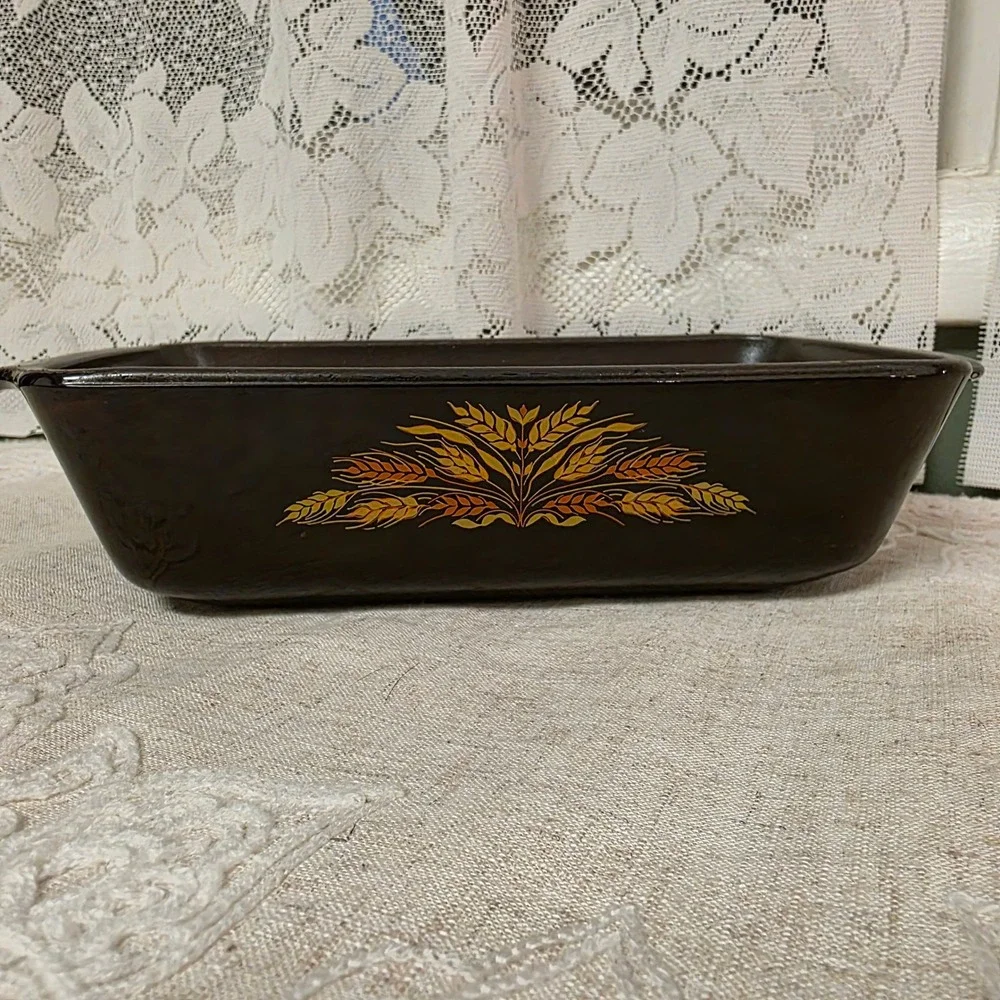 Brown Glass Loaf Pan Anchor Hocking Fire King Amber Wheat 9x5 Ovenware USA
